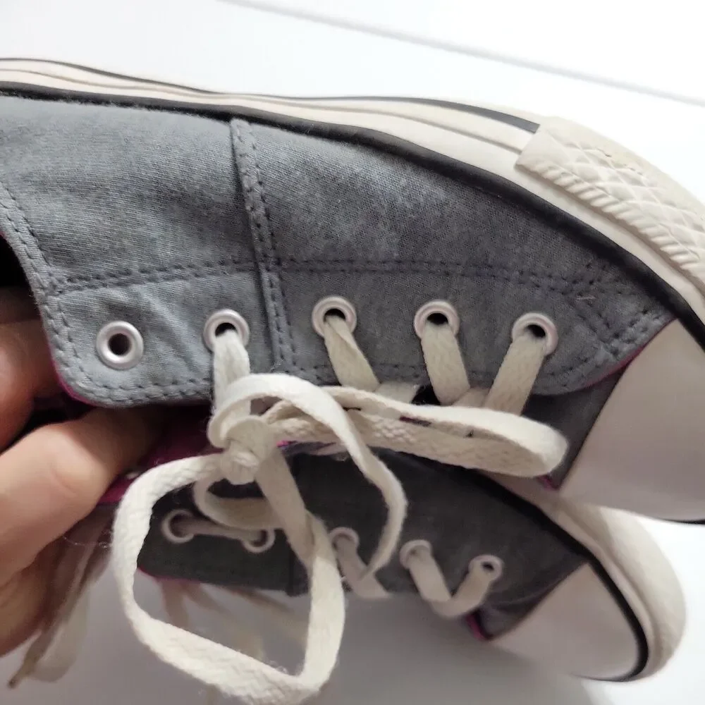 Converse All Star Shoes Girl 2 Grey Purple Low Top Jersey Canvas Comfort Sneaker